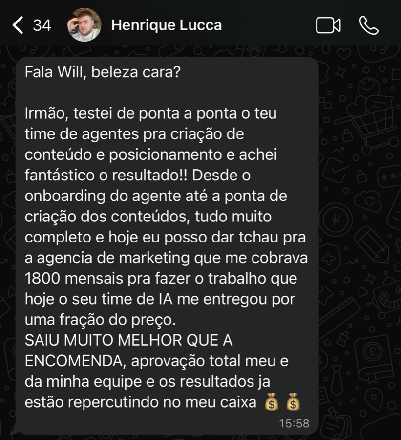Mensagem do Henrique sobre o Time de IA